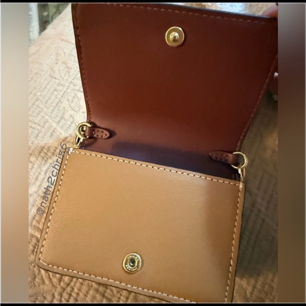 COACH Rainbow Signature canvas convertible mini wallet golden Chain - Picture 12 of 16